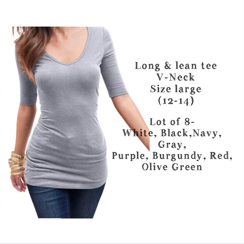 Bundle of 8 Long & lean V-Neck tees by Venus